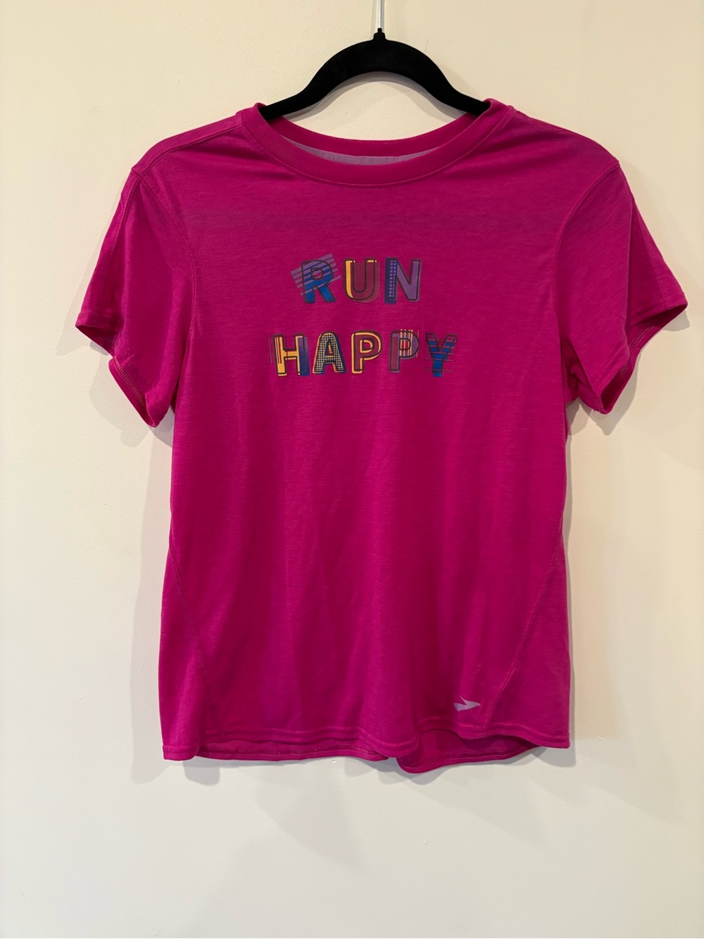Brooks Hot Pink Athletic Tee with Light Pink Collar Accent
